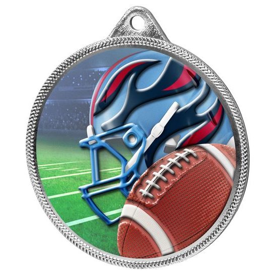 Medalla de Fútbol Americano con Textura de Color 3D en Plata