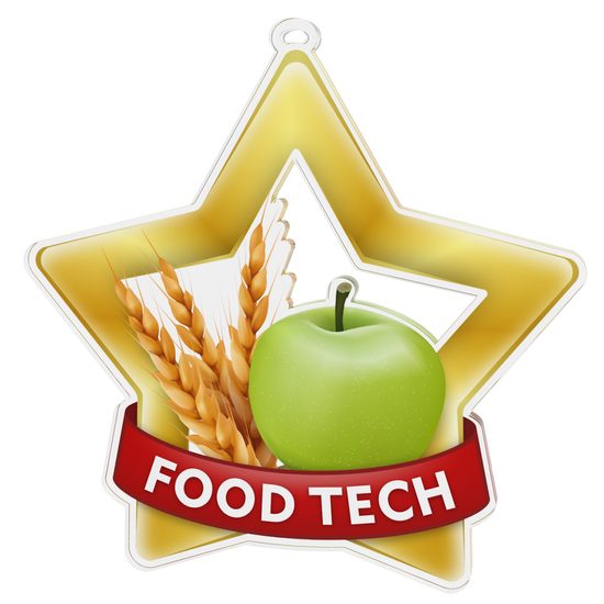 Medalla Mini Estrella de Acrílico Oro para Tecnología Alimentaria