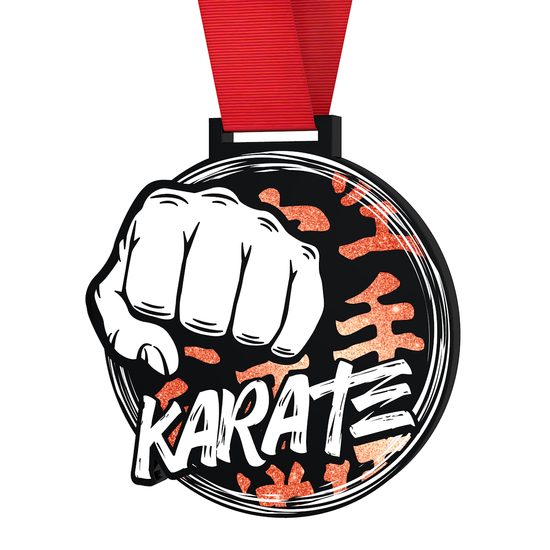 Medalla Gigante de Karate en Acrílico Negro