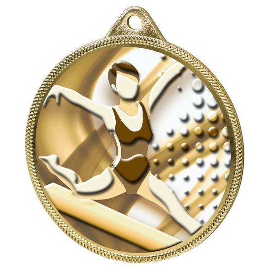 Medalla Clásica de Gimnasia con Textura 3D en Oro