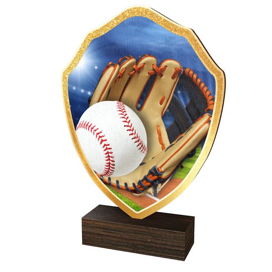 Trofeo Arden de Madera Real con Escudo de Béisbol