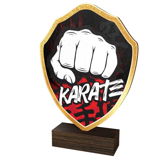 Trofeo Arden de Madera Real con Escudo de Karate
