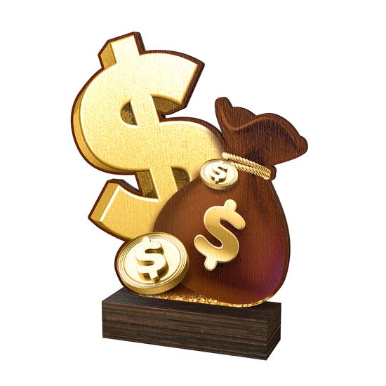 Trofeo de Madera Sierra Bolsas de Dinero