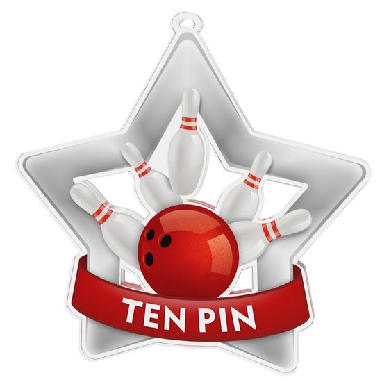 Medalla Mini Estrella de Acrílico Plata para Boliche