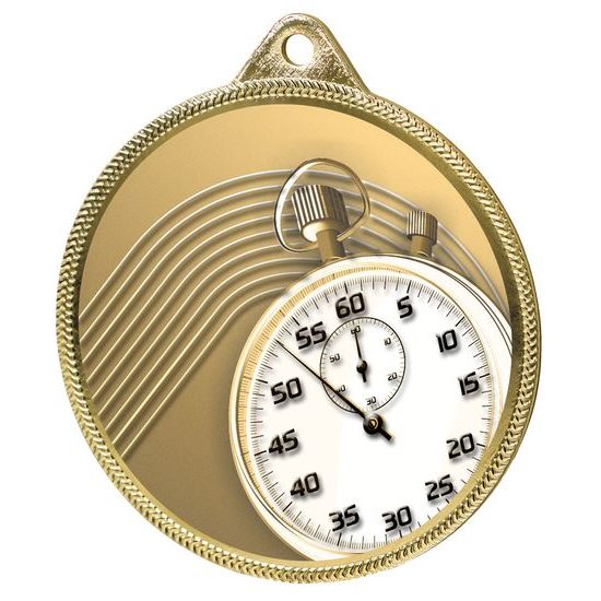 Medalla Clásica de Atletismo con Textura de Impresión 3D en Oro