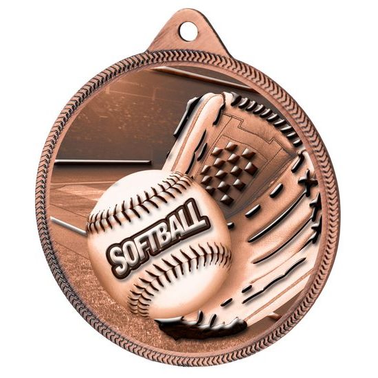 Medalla Clásica de Softbol con Textura Impresa en 3D - Bronce