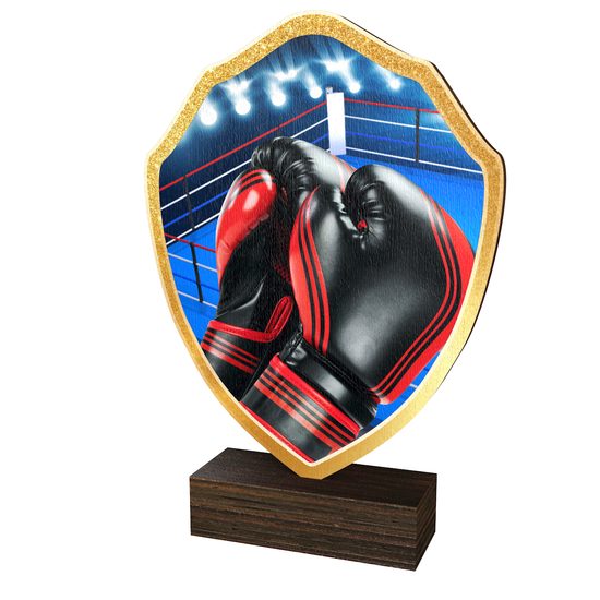 Trofeo Arden de Madera Real con Escudo de Boxeo