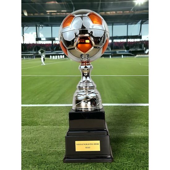 Trofeo de Fútbol Sealy Tower en Plata y Naranja