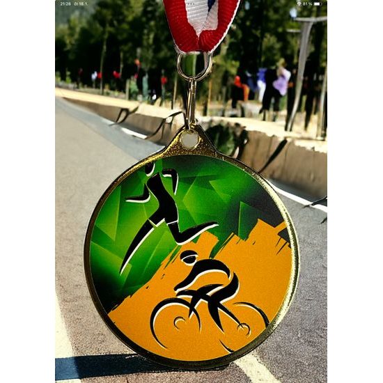 Medalla Barnet con Textura e Impresión 3D MaxMedal para Duatlón