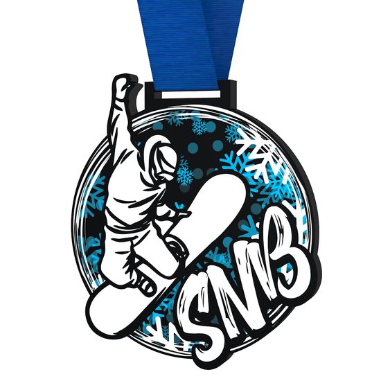Medalla Gigante de Snowboard en Acrílico Negro