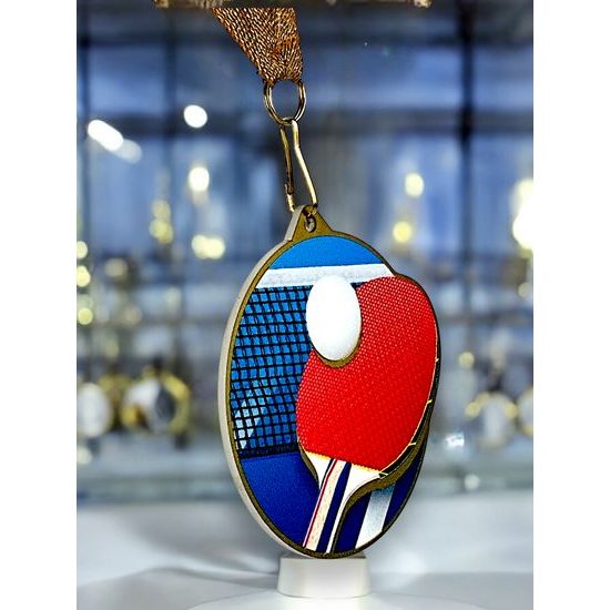 Medalla metálica de tenis de mesa acero inoxidable
