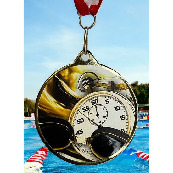 Medalla Barnet Clásica con Textura e Impresión 3D MaxMedal para Natación