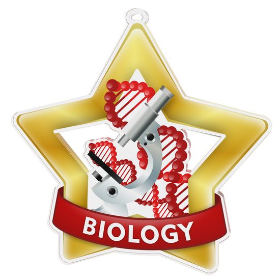 Medalla Mini Estrella de Acrílico Oro para Biología