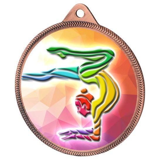 Silueta de Gimnasta en Color Textura 3D Medalla de Bronce