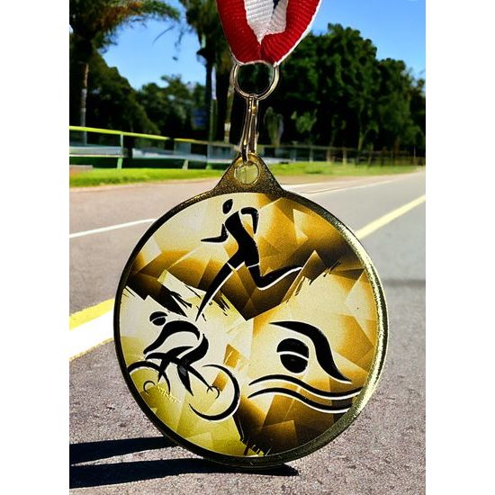 Medalla Barnet Clásica con Textura e Impresión 3D MaxMedal para Triatlón