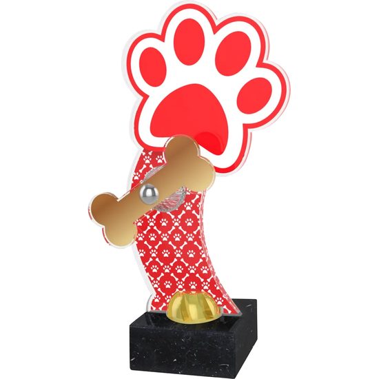 Trofeo Viena de Acrílico con Huella Roja para Concurso Canino