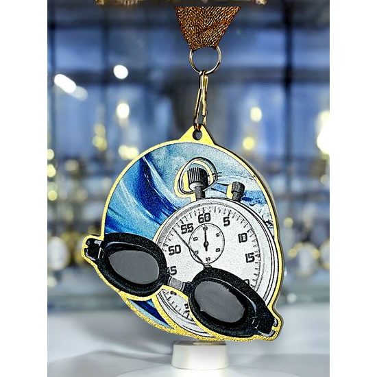 Medalla metálica de natación acero inoxidable