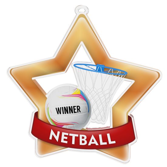 Medalla Mini Estrella de Acrílico Bronce para Netball