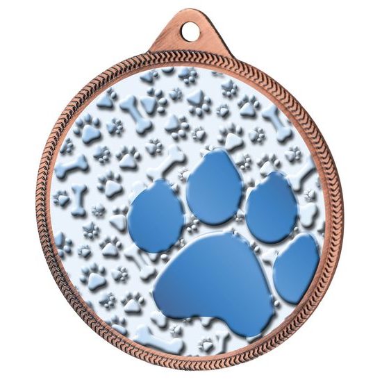 Medalla de Huella de Perro con Textura de Color en Bronce 3D