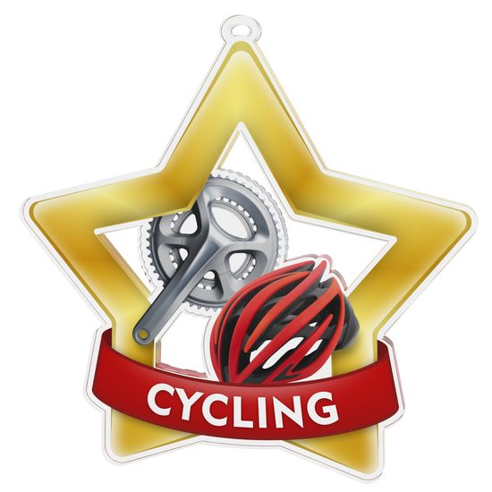 Medalla Mini Estrella de Acrílico Oro para Ciclismo