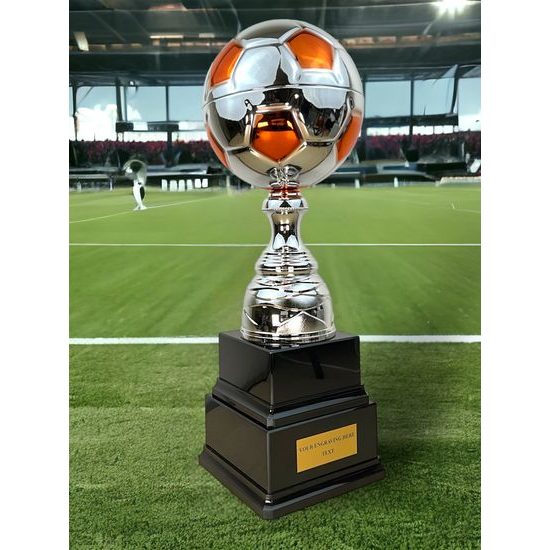 Trofeo de Fútbol Sealy Tower en Plata y Naranja