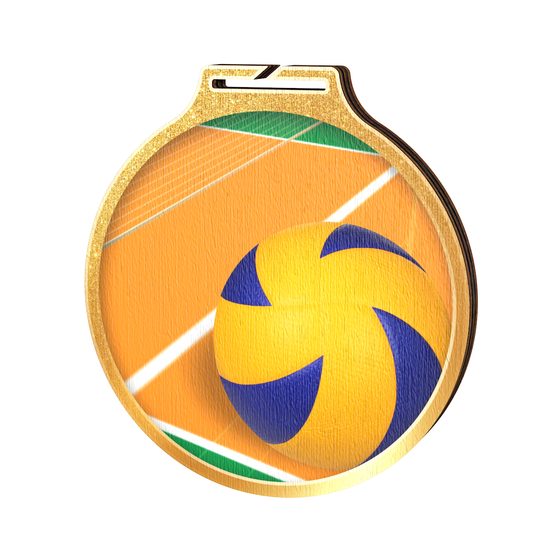 Medalla Habitat de Madera Ecológica de Voleibol Oro