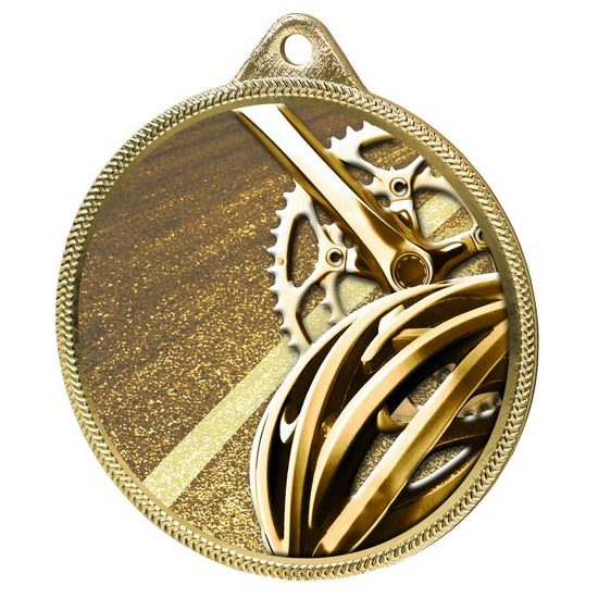 Medalla Clásica de Ciclismo con Textura 3D en Oro