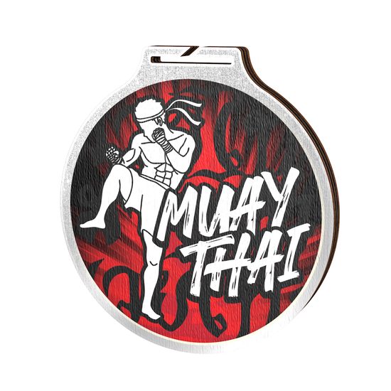 Medalla Habitat de Madera Ecológica de Muay Thai Plata