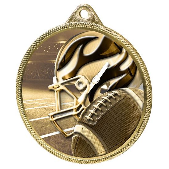Medalla Clásica de Fútbol Americano con Textura 3D en Oro