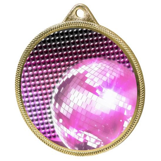 Medalla de Baile Glitterball Rosa Textura Impresión 3D Oro