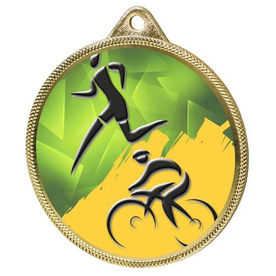 Medalla de Duatlón con Textura de Color e Impresión 3D en Oro