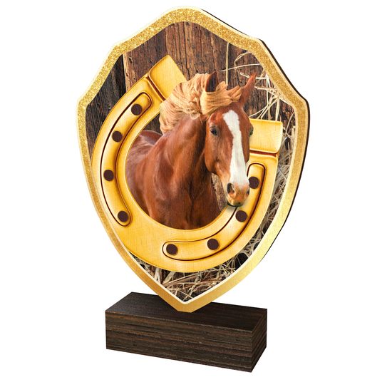 Trofeo Arden de Madera Real con Escudo de Equitación