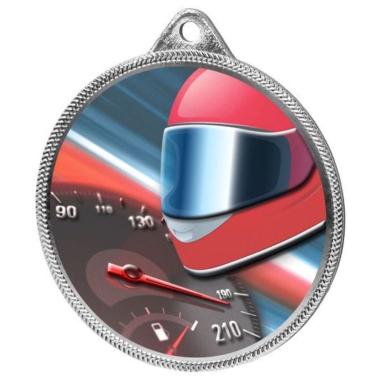 Medalla de Textura de Carreras de Motor con Impresión 3D en Plata