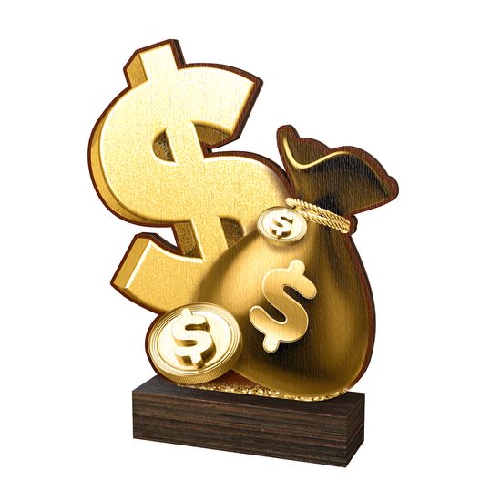 Trofeo de Madera Sierra de Bolsas de Dinero - Clásico