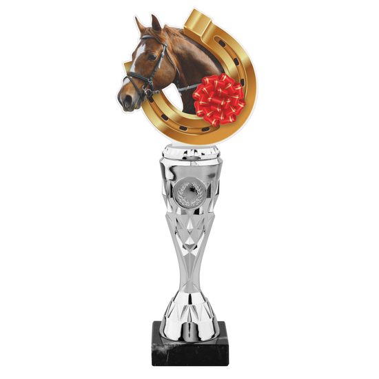 Trofeo de Caballo de Acrílico con Acabado Plateado