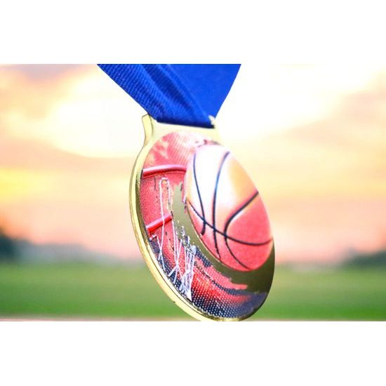 Medalla de Baloncesto Sacul con Textura de Color 3D