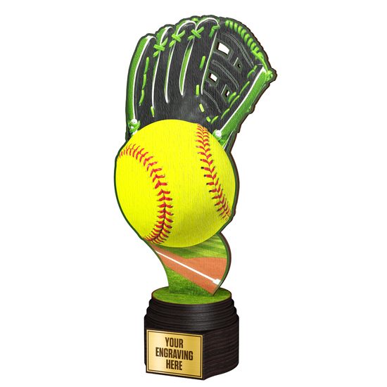 Trofeo de Madera Frontier de Softball a Full Color