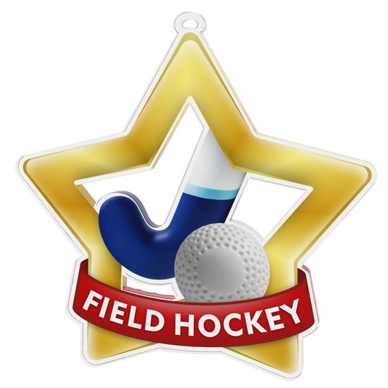 Medalla Mini Estrella de Acrílico Oro para Hockey sobre Césped