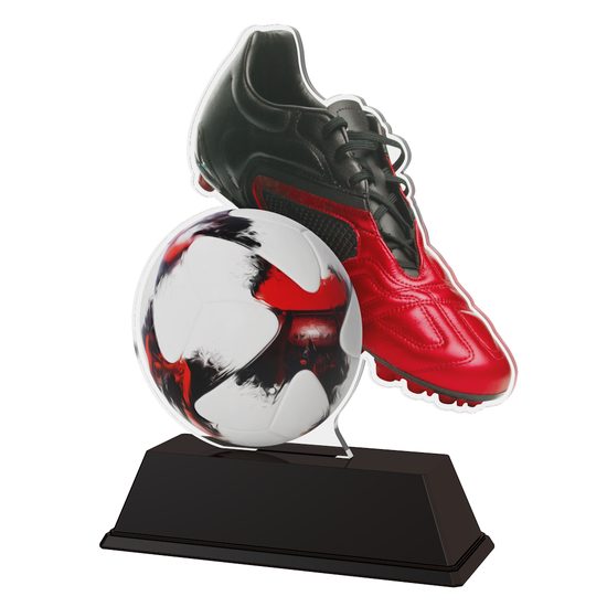 Trofeo de Acrílico Berlín con Balón y bota de Fútbol