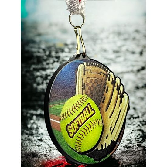 Medalla de Softball Rincon en acrílico negro