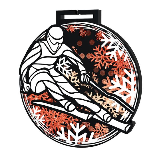 Medalla Gigante de Esquí en Acrílico Negro