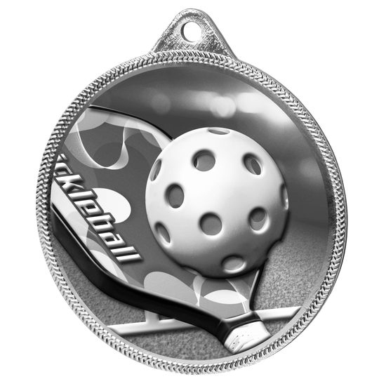 Medalla Clásica de Pickleball con Textura Impresa en 3D - Plata