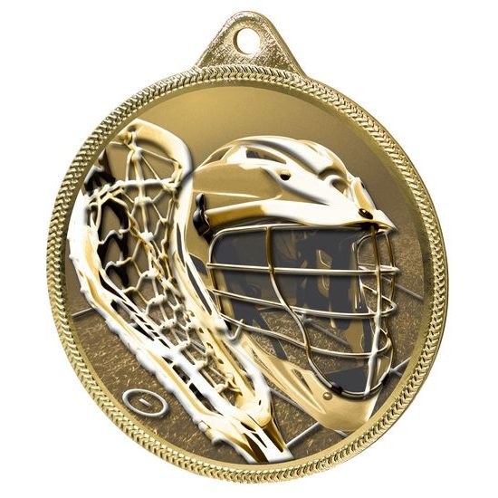 Medalla Clásica de Lacrosse con Textura 3D en Oro