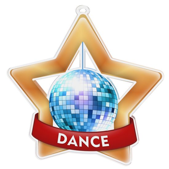 Medalla Mini Estrella de Acrílico Bronce para Baile Disco
