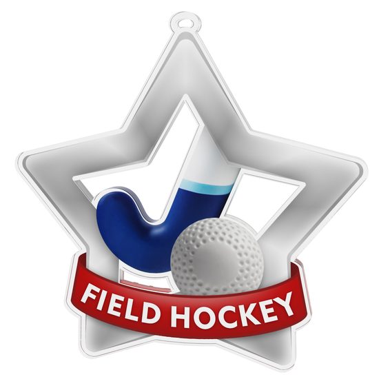 Medalla Mini Estrella de Acrílico Plata para Hockey sobre Césped