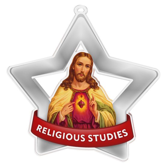 Medalla Mini Estrella de Acrílico Plata para Estudios Religiosos