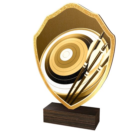 Trofeo Arden de Madera Real con Escudo Clásico de Arquería