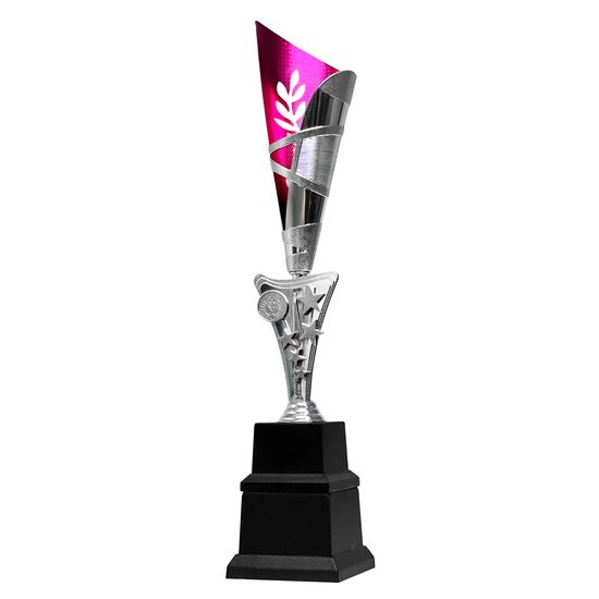 Trofeo Doble Base Conifer Plateado y Rosa