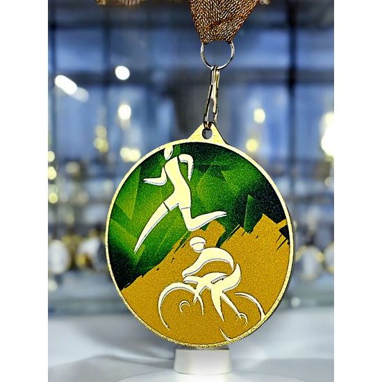 Medalla metálica para duatlón acero inoxidable