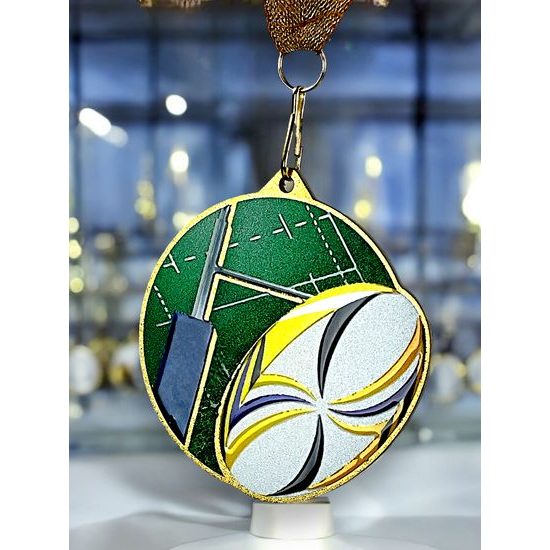 Medalla metálica para Rugby acero inoxidable